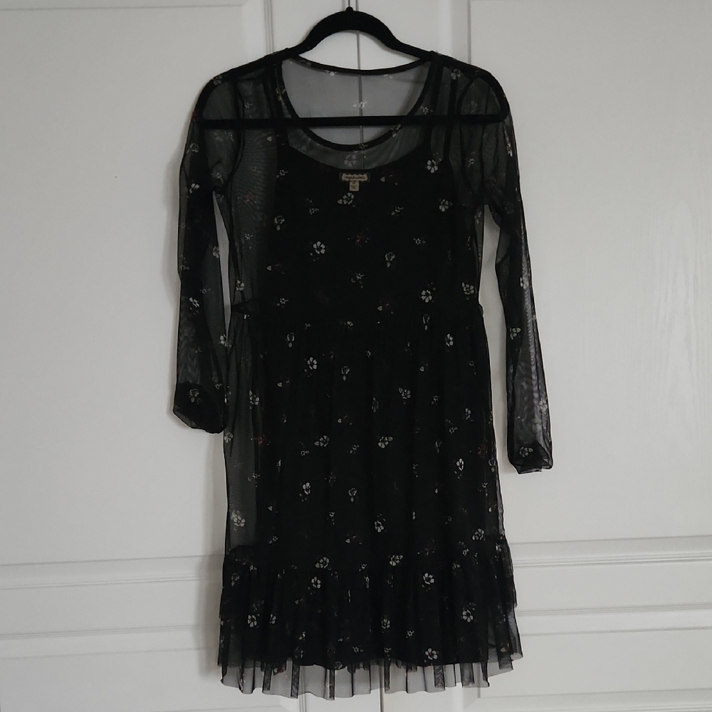 Eyeshadow Black Sheer Floral Dress